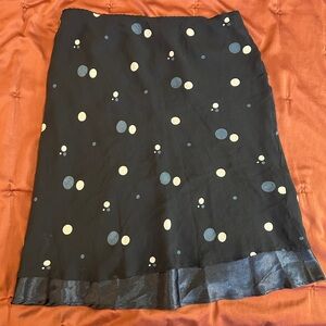 LARGE‎ Black Midi Skirt with Polkadots Twee 2010's Office Business Casual
